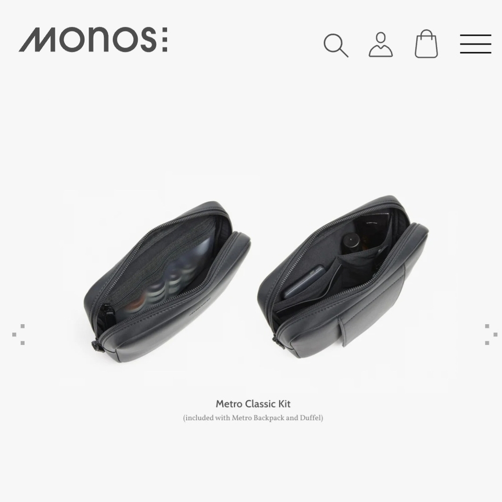 Monos Metro Backpack With Classic Kit And Metro Folio Kit In Black Nylon - Picture 7 of 16